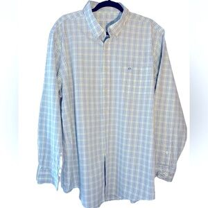Southern Tide Men's Cotton Blend Blue & Green Plaid Button-Down Shirt Size  XXL